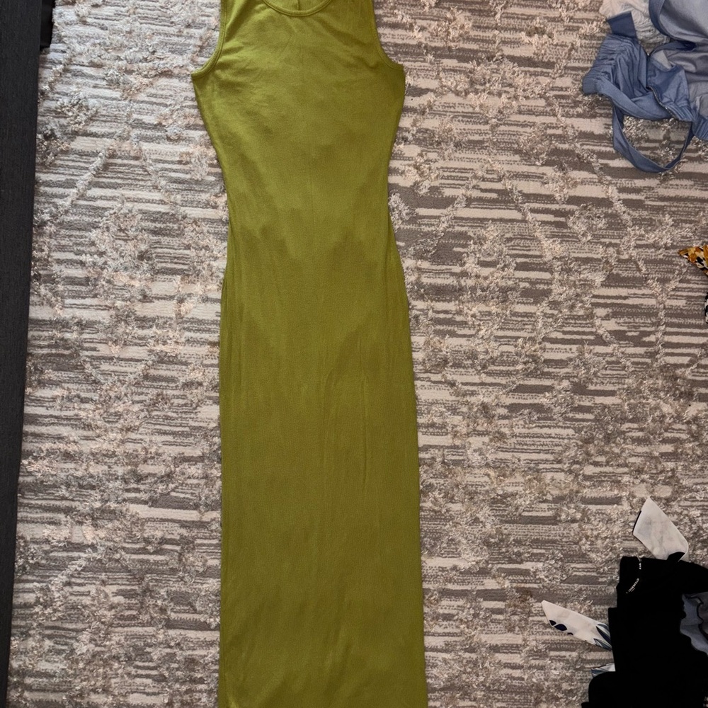 Sleeveless Olive Green Maxi Dress